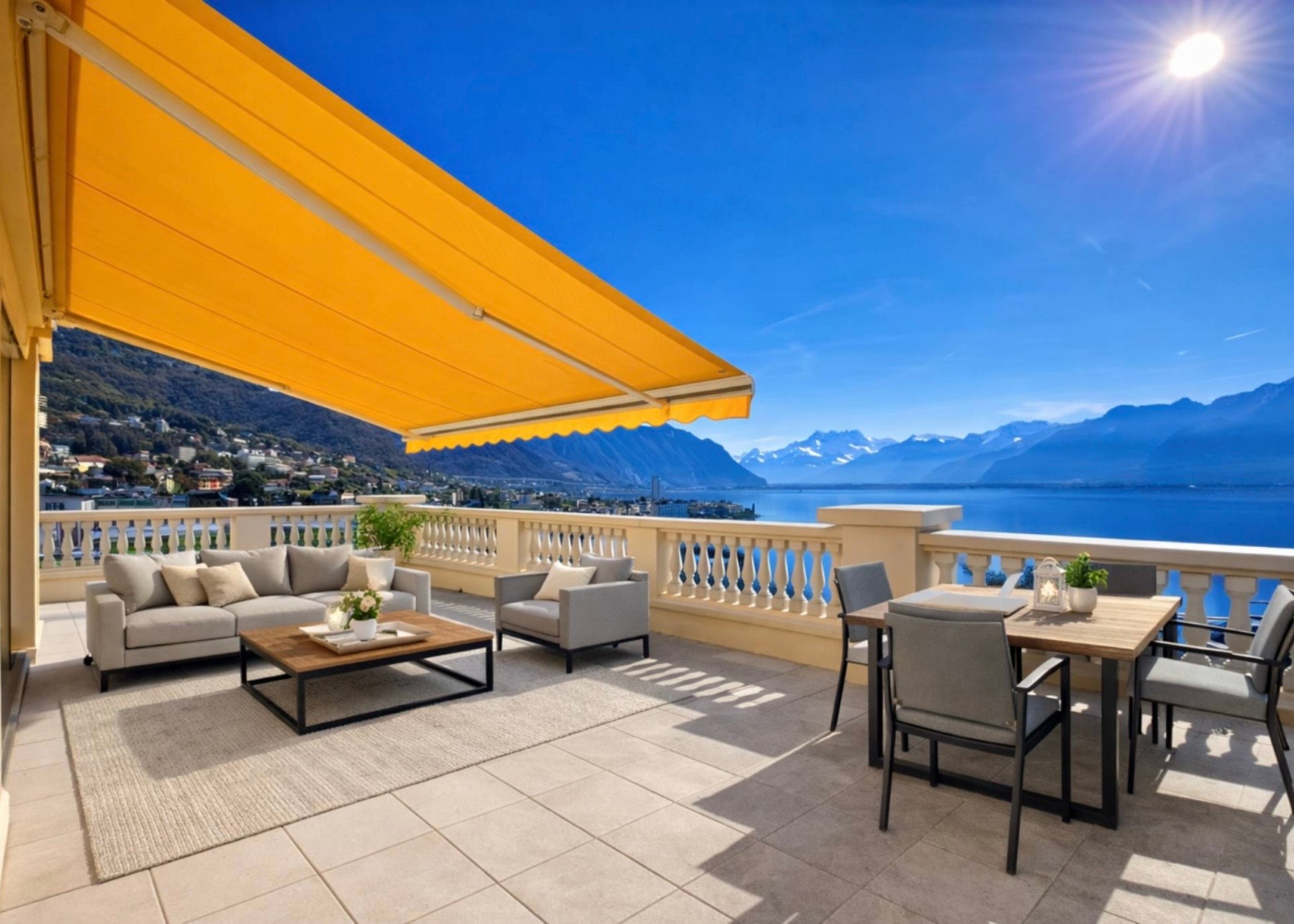Exceptional Duplex Penthouse with Panoramic Lake Geneva Views